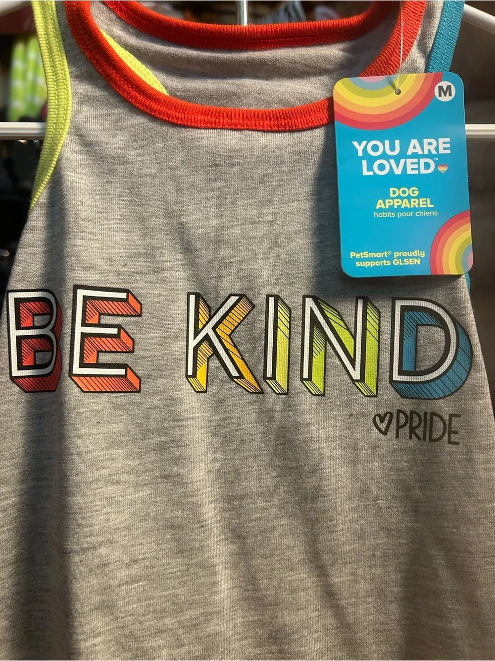 NWT SET OF 2: Dog Pride Rainbow Stripe & You Are Loved Tank Top Shirt Size M